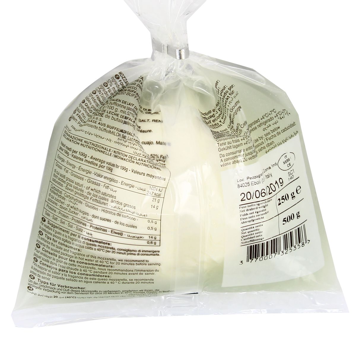 3770007325358 - Mozzachef - Mozzarella di Buffala - Lait de bufflonne pasteurisé