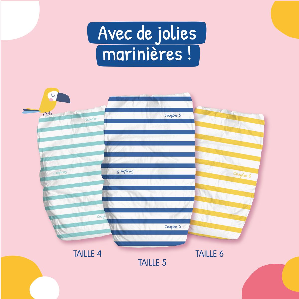 3760001769258 - Carryboo Nature - Couches Culottes Ecologiques T5 -12/18 Kg Non-irritantes Jumbo