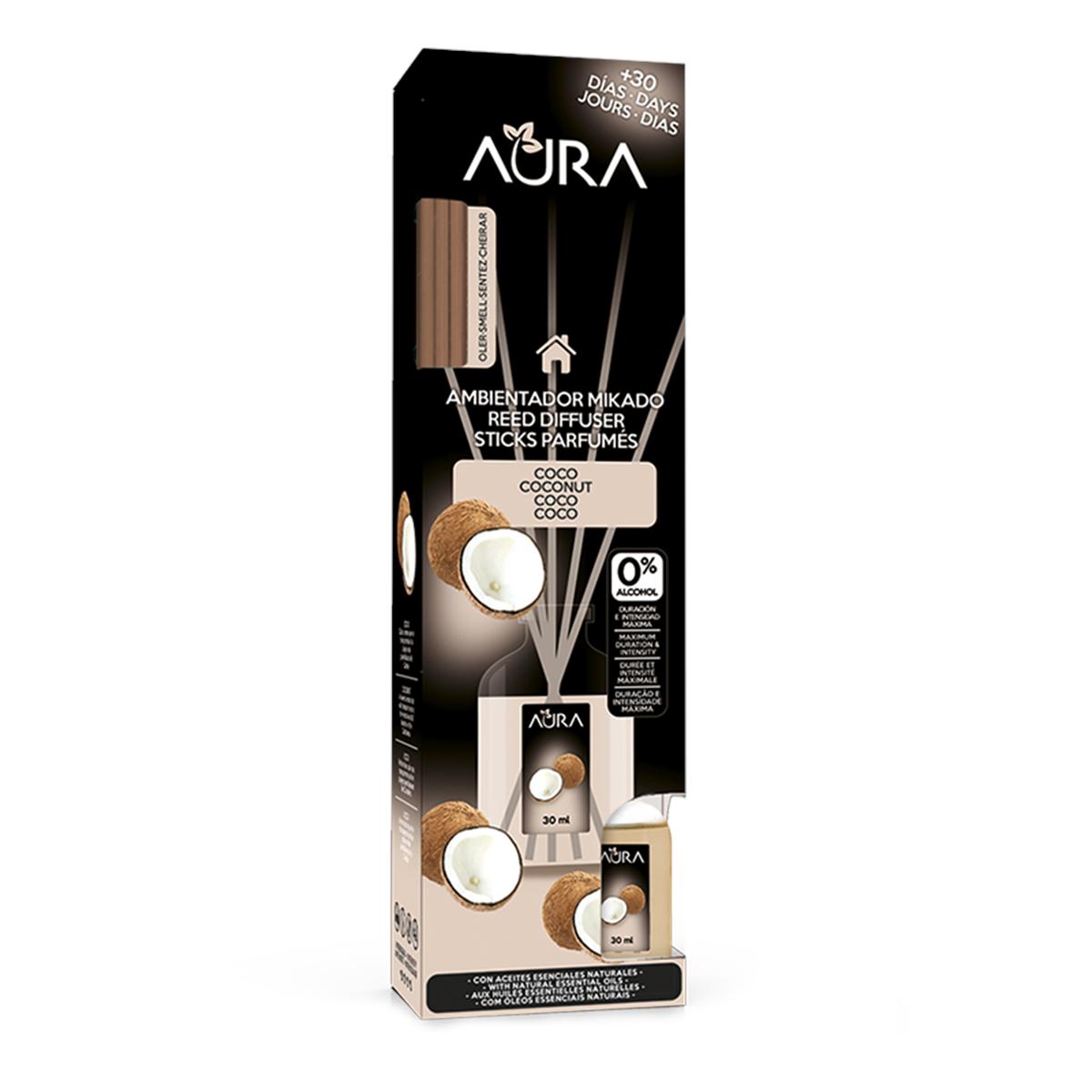 8436571519658 - Aura - Désodorisant Bâtonnets Noix de coco