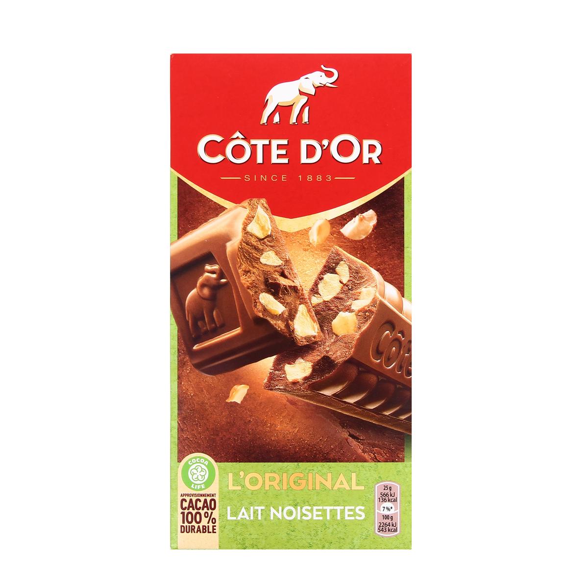 Chocolat belge Côte d'or - Barres Côte d'Or noisettes entières 6 x