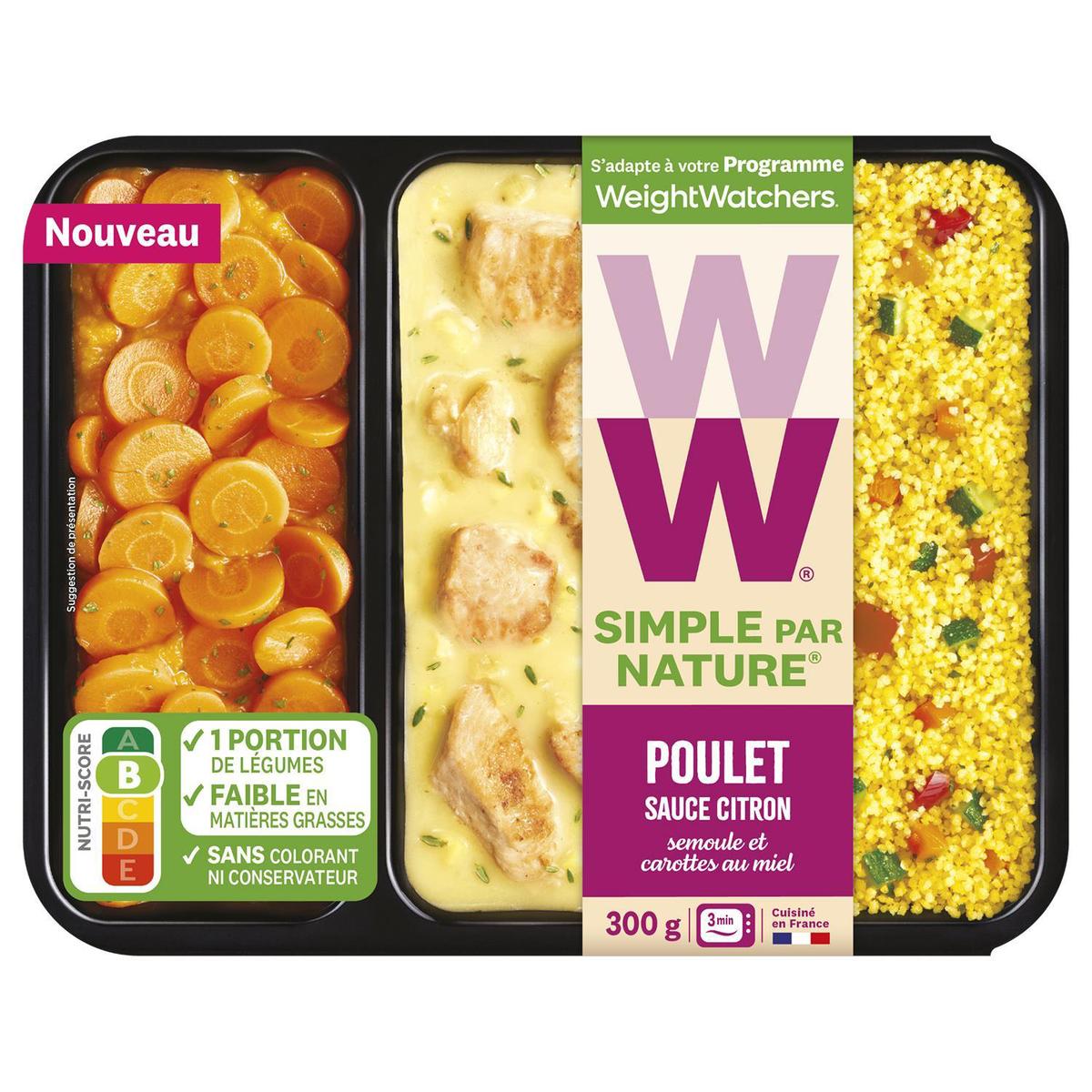 3248830002659 - WW - Poulet Sauce Citron Semoule et Carottes au Miel