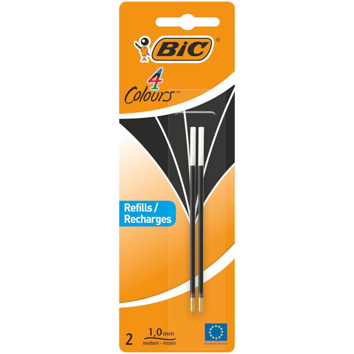 3086123402959 - Bic - Recharge stylo à bille 4 couleurs noir x2