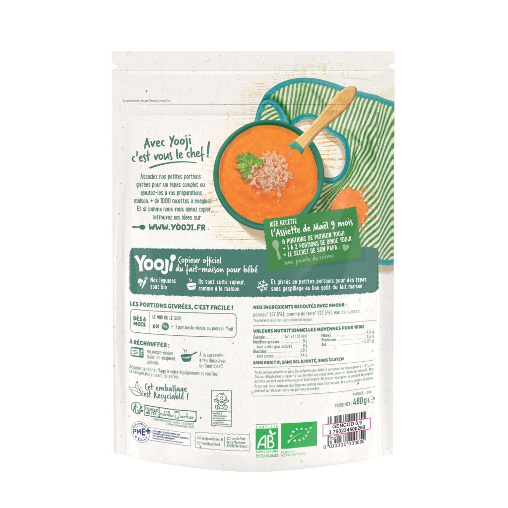 Yooji Puree Aux Poireaux Et Pommes De Terre Bio 4 Mois Sachet De 400g