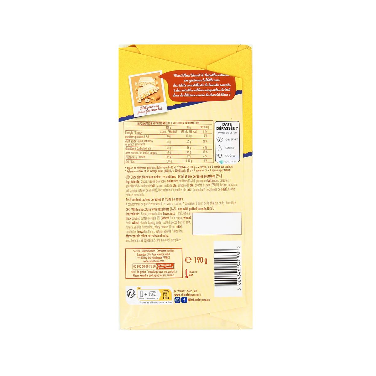 3664346340960 - Poulain - Tablette Chocolat Blanc
