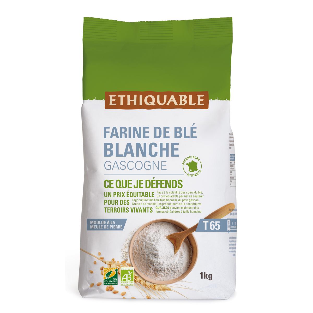 3760278861860 - Ethiquable - Commerce Equitable - Farine de Blé Blanche T65 Bio du Gers