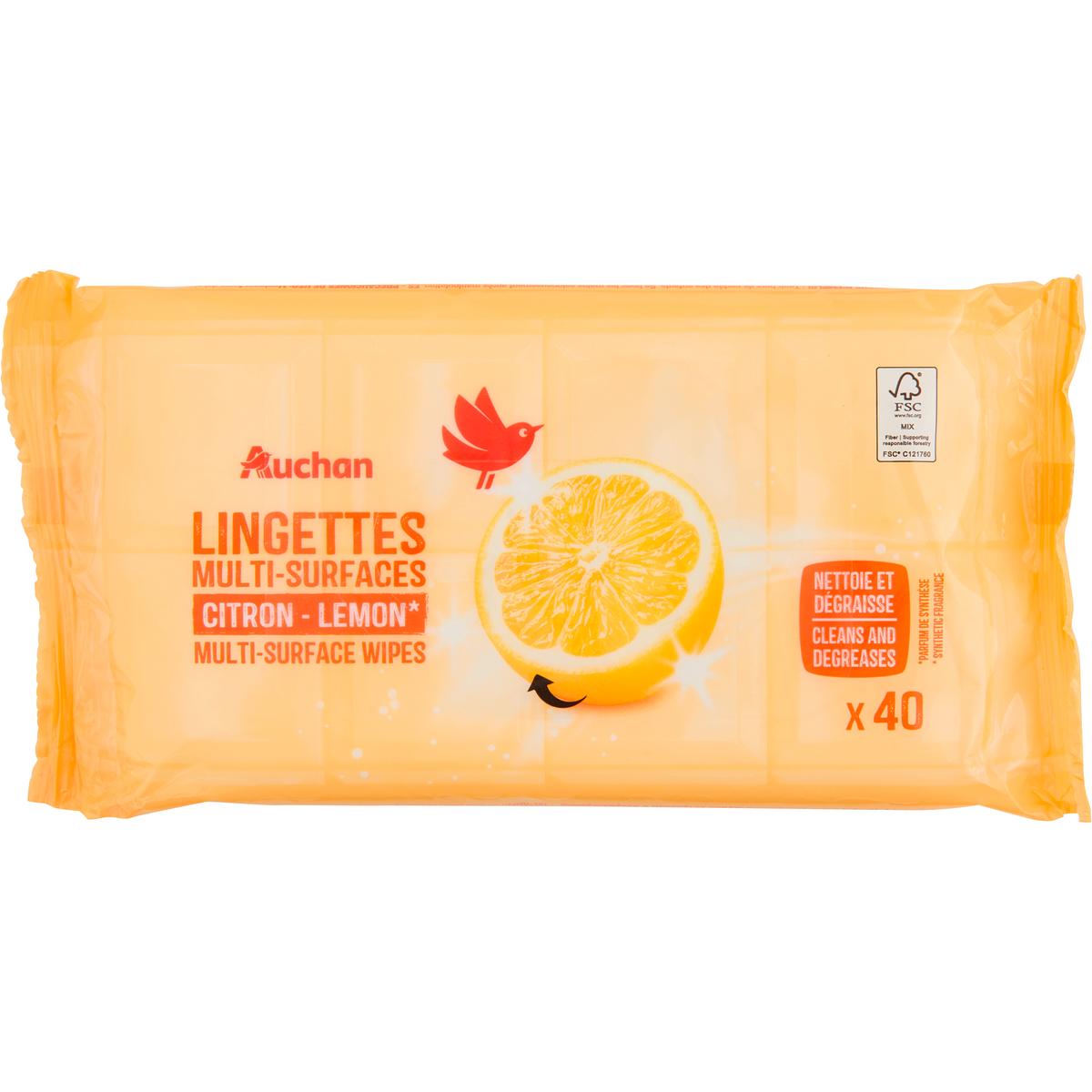 3596710532360 - Auchan - Lingettes multi-surfaces saveur citron