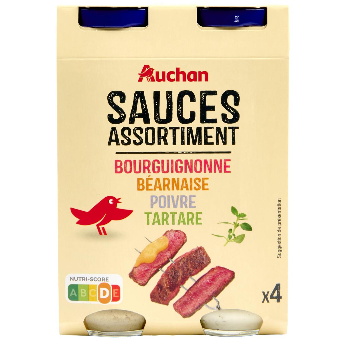 3254560044760 - Auchan - 4 Sauces assorties - Bourguignonne, Béarnaise, Poivre, Tartare