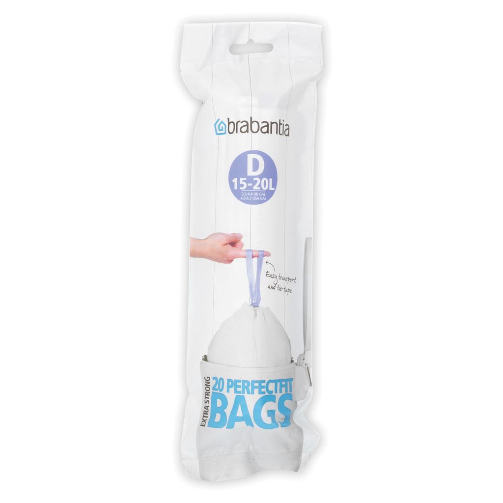 Brabantia Sacs poubelle 15-20L - Taille D, 20 sacs de 15-20L
