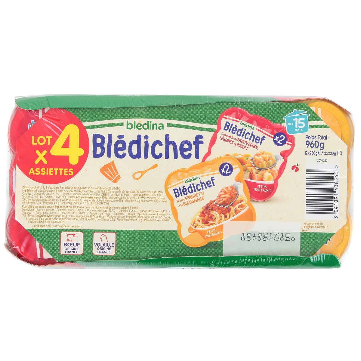 Bledichef Cassolette Patate Douce Legumes Poulet Spaghetti Bolognaise Des 15 Mois