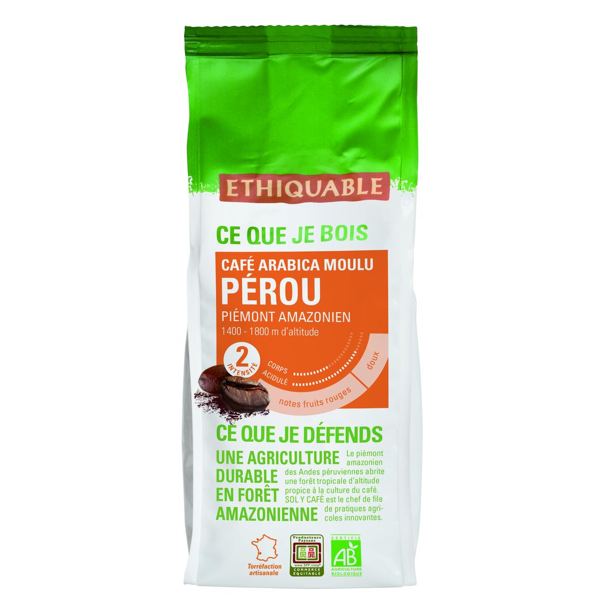 3760091720061 - Ethiquable - Commerce Equitable - Café moulu Arabica bio du Pérou 