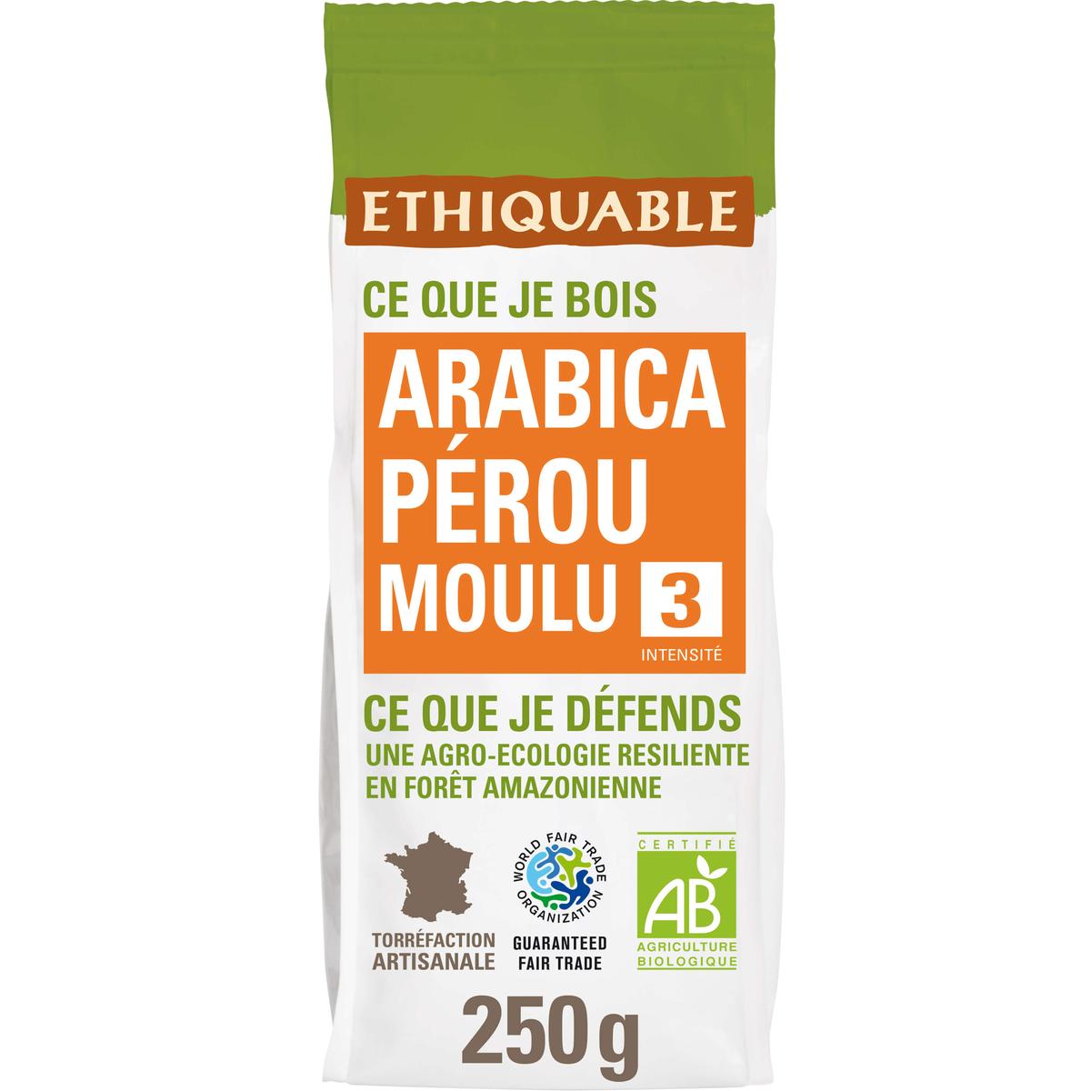 3760091720061 - Ethiquable - Commerce Equitable - Café moulu Arabica bio du Pérou 