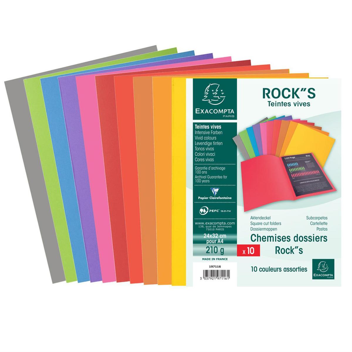 Exacompta Chemises plates 24 x 32 cm Rock''s pour dossier coloris