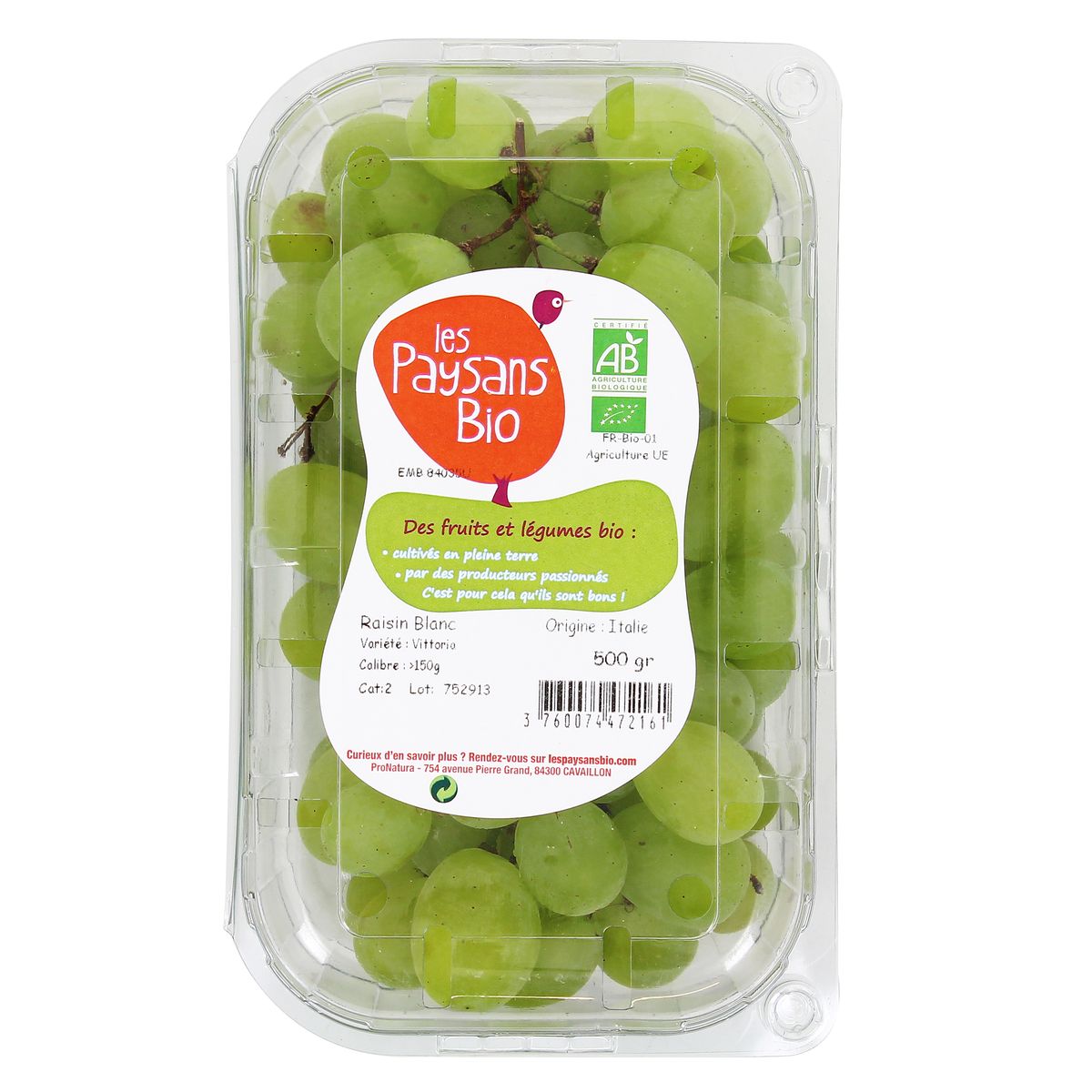 3760074473519 - Les Paysans Bio - Raisin Blanc Italia Bio