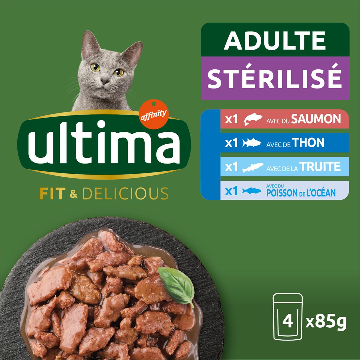 8410650545561 - Affinity - Ultima - Sachets Fit and Delicious Sélection aux Poissons 4 variétés pour chat adulte stérilisé