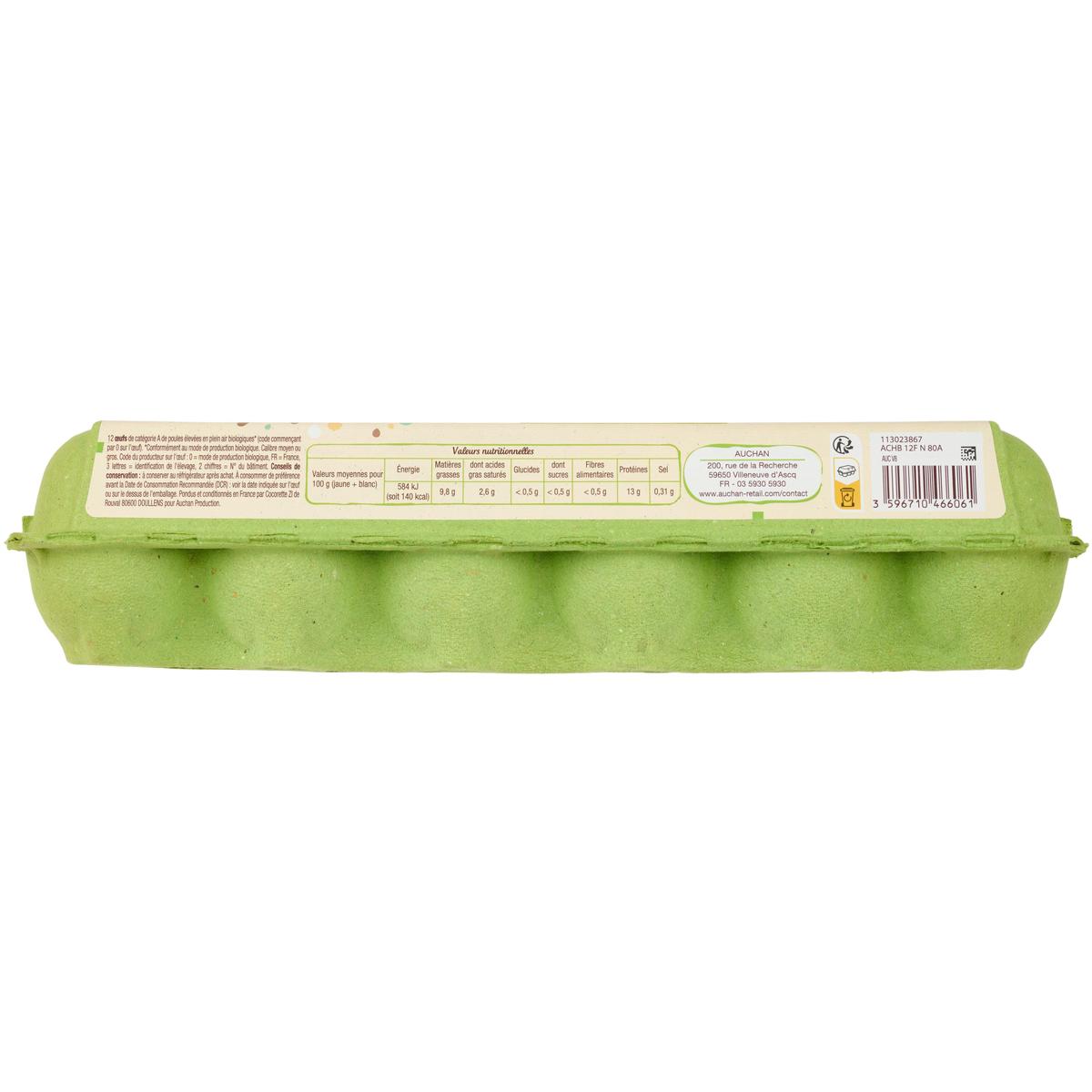 3596710466061 - Auchan BIO - Oeufs de poules Bio élevées en plein air