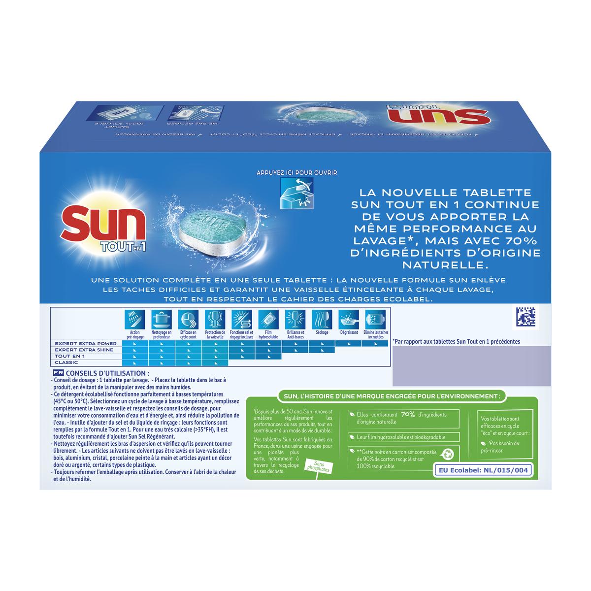 SUN Boîte de 100 tablettes lave vaisselle éco- labellisée tout en