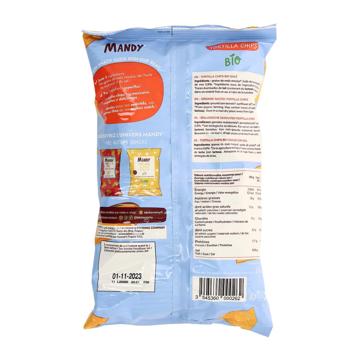 3545360000262 - Mandy' - Tortilla Chips Salé Bio Sans Gluten