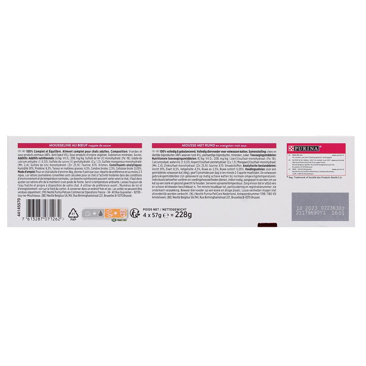 7613287071262 - Purina - Gourmet Révélations - Pots Mousseline Boeuf nappée de sauce pour Chat