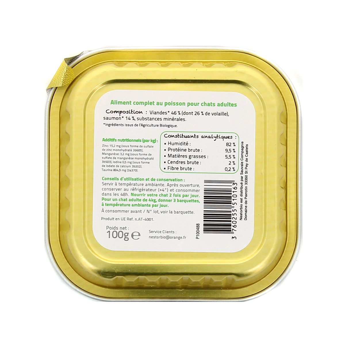 3760255510163 - Nestor Bio - Fricassées pour Chat Bio au Saumon et à la Volaille 