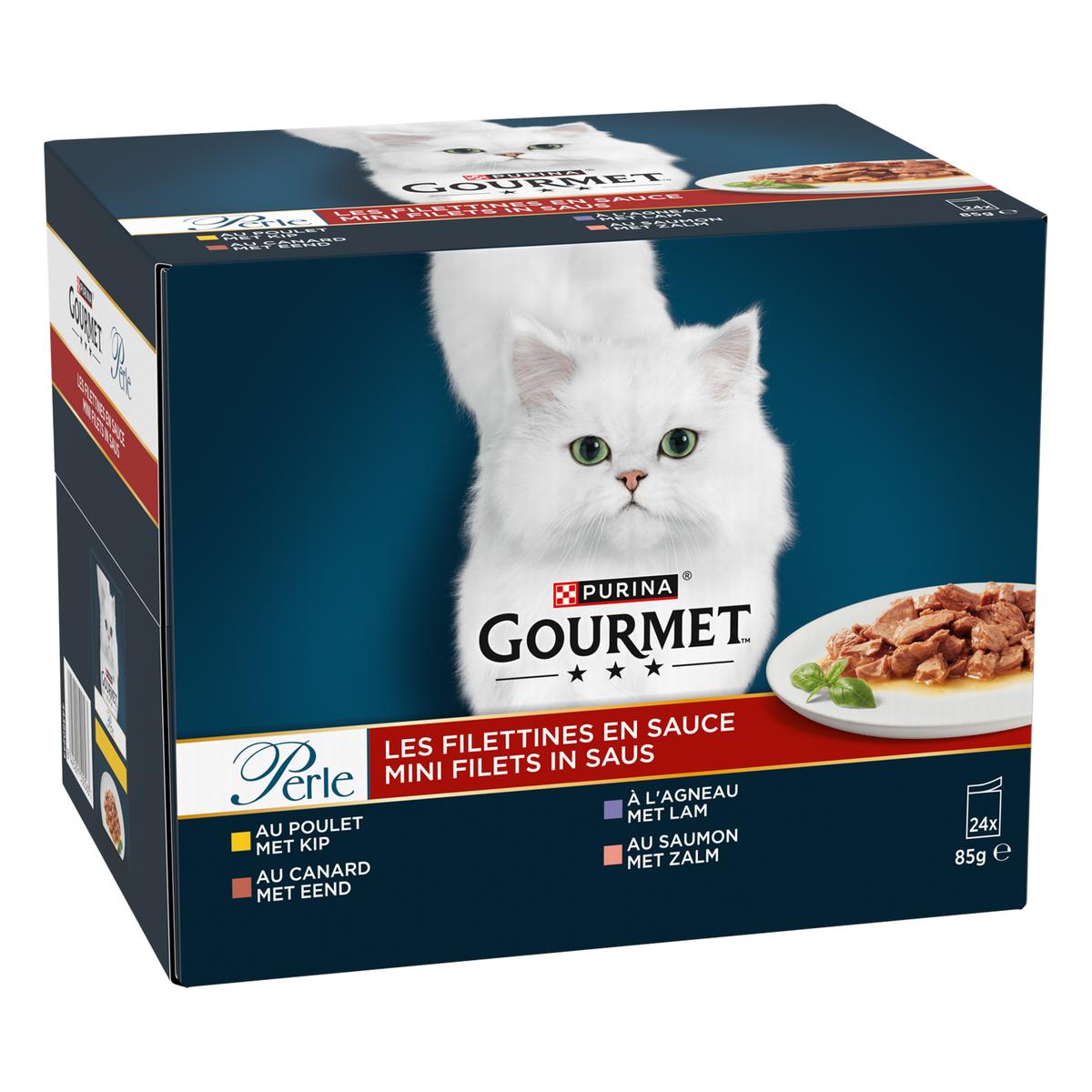 8445291500563 - Purina - Gourmet Perle - Sachets en Sauce Filettines Poulet, Agneau, Canard, Saumon pour chat pour Chat