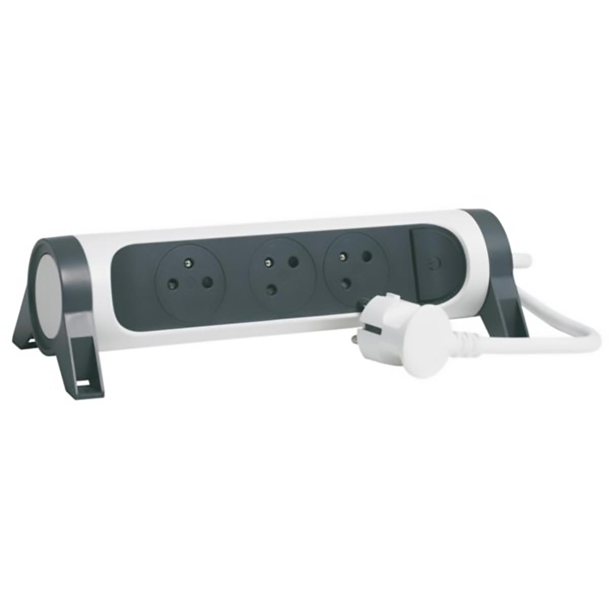 3414971943063 - Legrand - Rallonge multiprise rotative 3 prises - blanc et gris foncé
