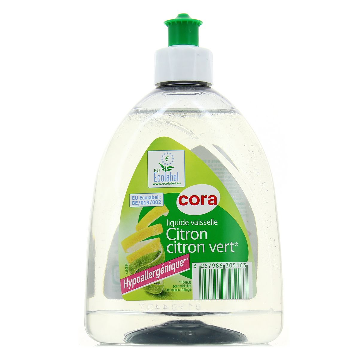 Achat Cora Liquide vaisselle au citron vert hypoallergénique Ecolabel
