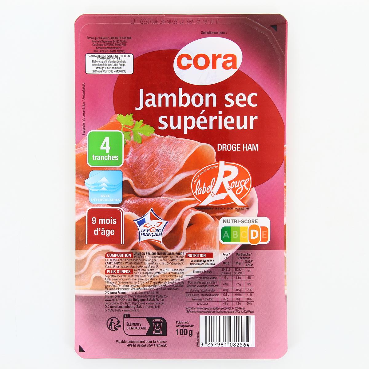 POUCE Jambon sec 4 tranches 100g pas cher 