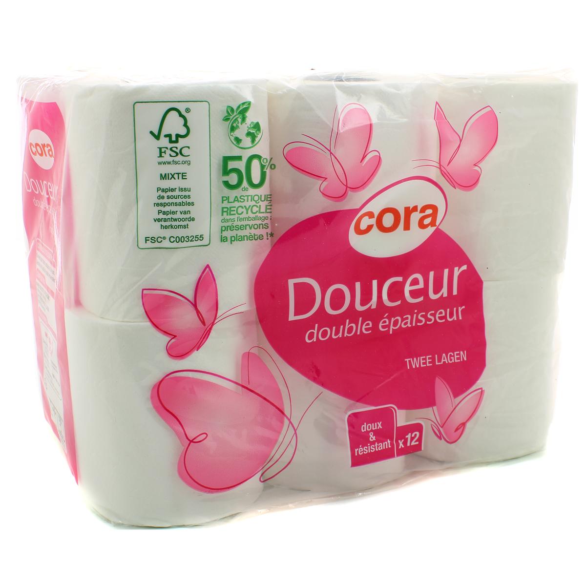 Promo Cora Papier toilette 12 max = 24 rouleaux classic Maxi rouleau