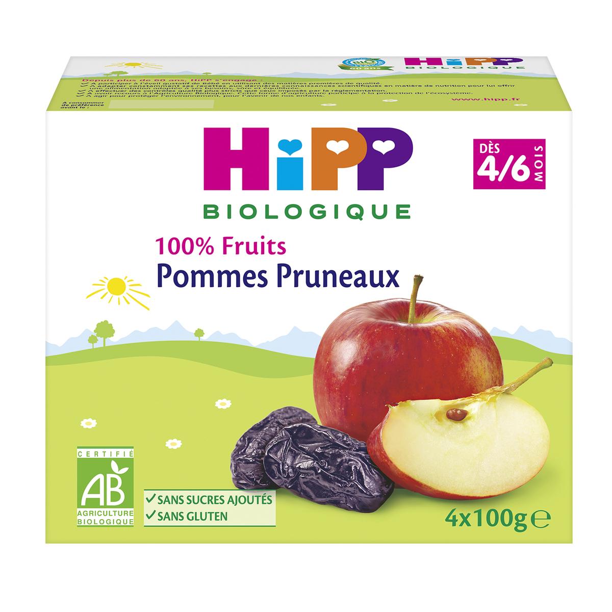 Achat Vente Hipp Coupelles Pommes Pruneaux Bio Des 4 6 Mois 4x100g