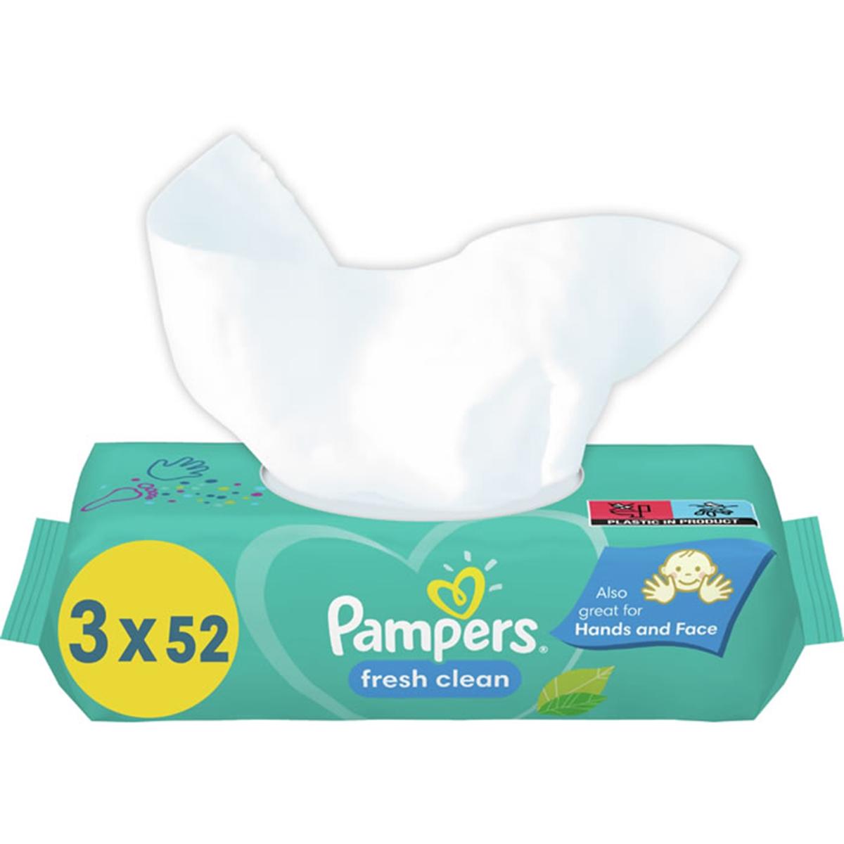 8001841077864 - Pampers - Lingettes bébé Fresh Clean Nettoyantes visage et mains