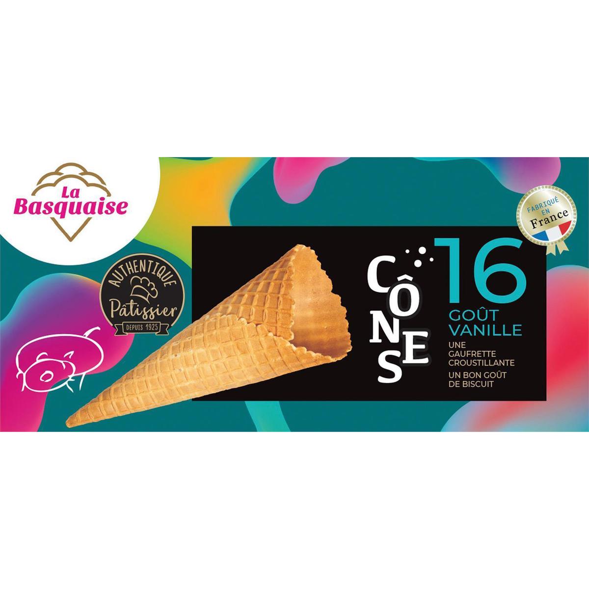 3265820260165 - La Basquaise - 16 Cones de Glaces goût Vanille