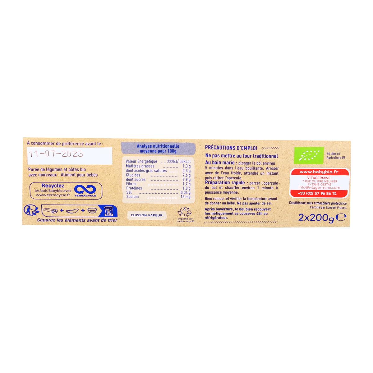 3288131520865 - Babybio - Pâtes à la Napolitaine Tomates Bio Bol Bébé Dès 8 mois