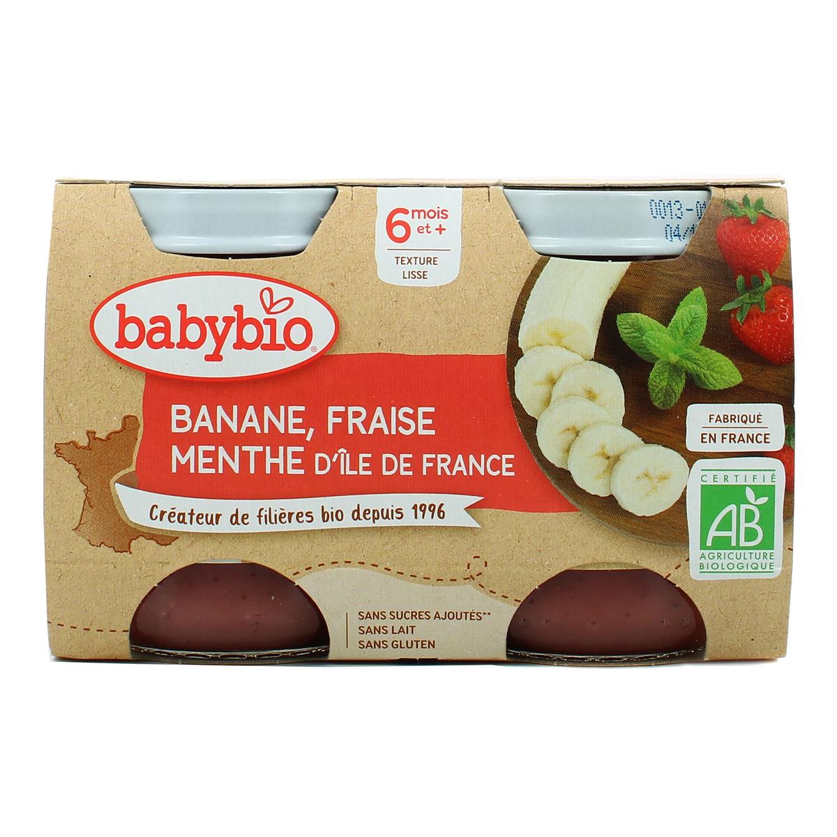 Livraison à domicile Babybio Compote Banane, Fraise, Menthe Bio, 2x130g