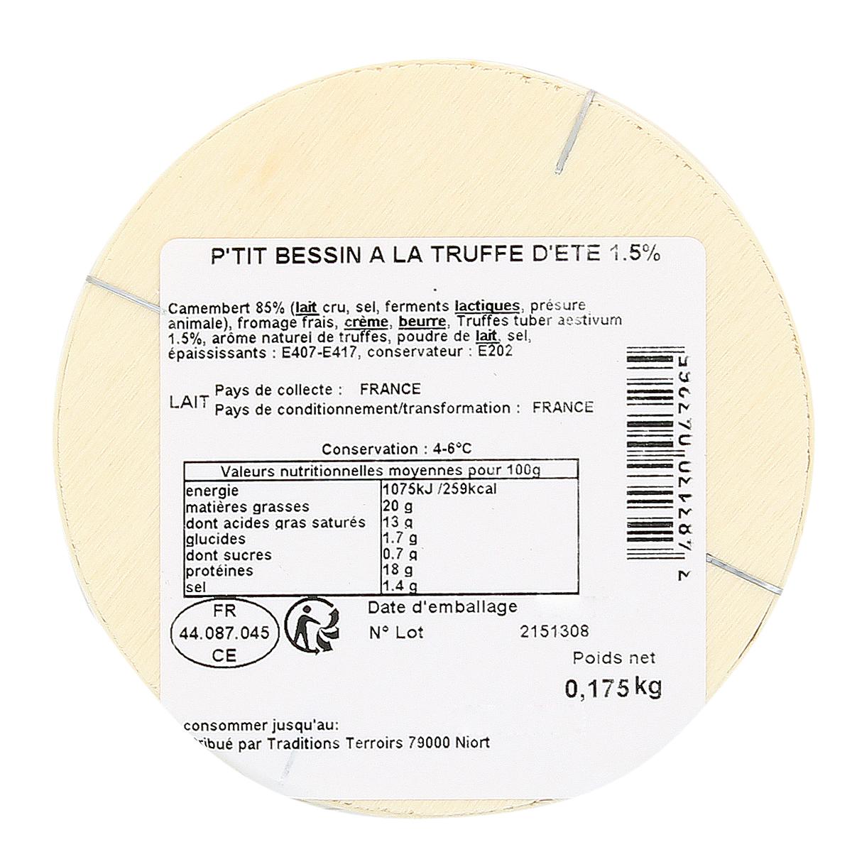 3483130043265 - Les Petites Laiteries - Petit Bessin à la Truffe d'été - Lait de vache cru