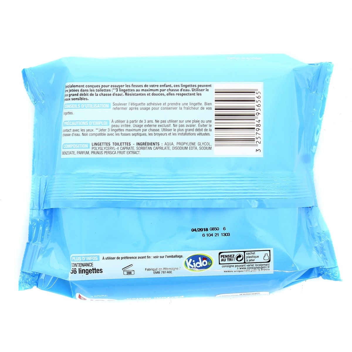 3257984956565 - Cora - Lingette papier toilette humides pour enfant parfum melon