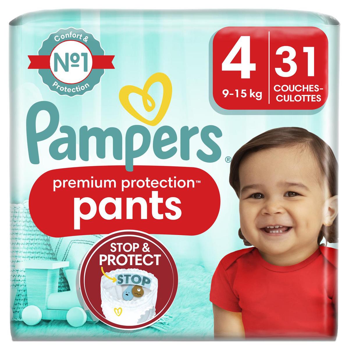 Couches bébé taille 6 : 15kg et + premium protection pants PAMPERS