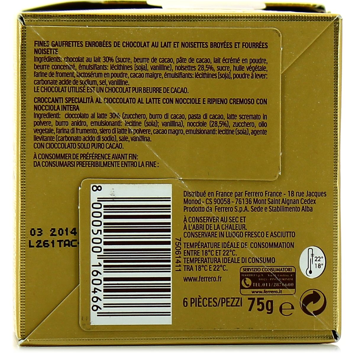 8000500160466 - Ferrero - Rocher boîte cube x6
