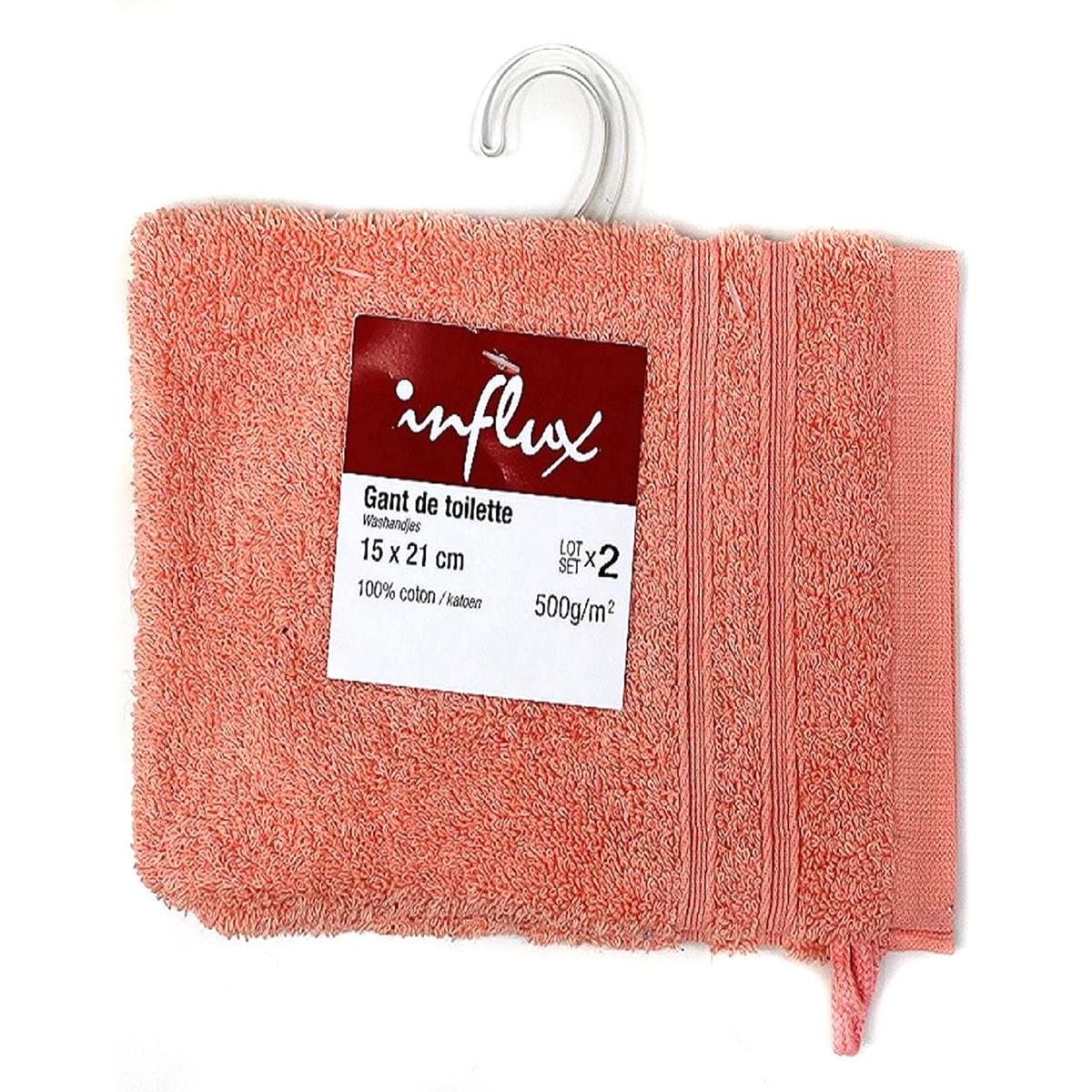 3257987961566 - Influx - Gant de toilette 15x21cm 500g corail