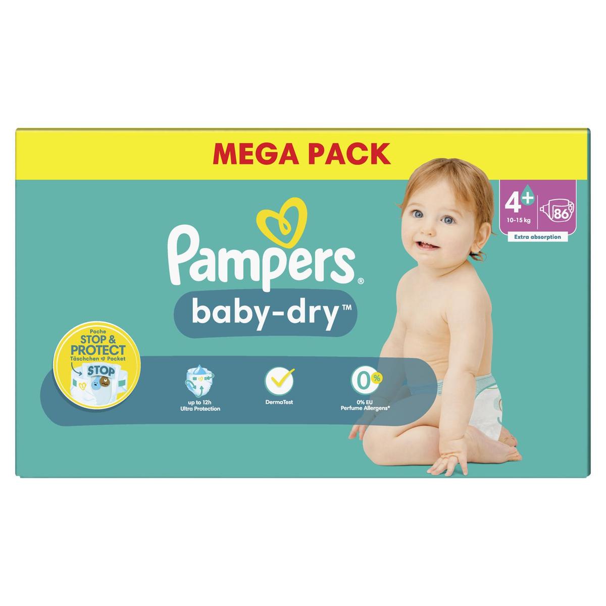 Acheter Promotion Pampers Babydry Couches T4+ 10 - 15 kg, 86 couches