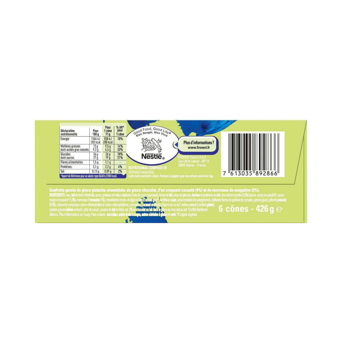 7613035892866 - Extrême - Cônes glacés chocolat pistache et Pépites de Nougatine