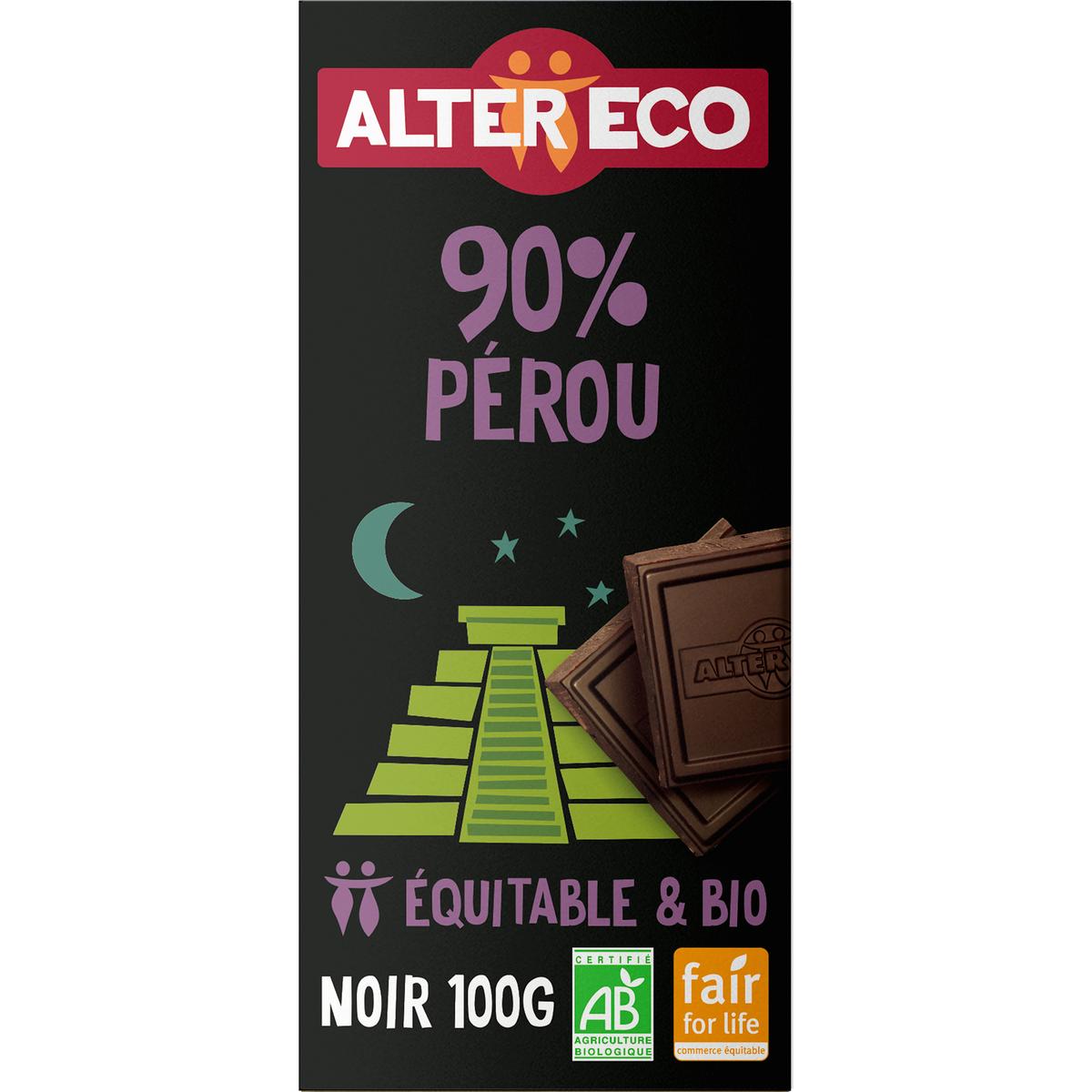 3700214614266 - Alter Eco - Commerce Equitable - Chocolat noir 90% Cacao Bio du Pérou