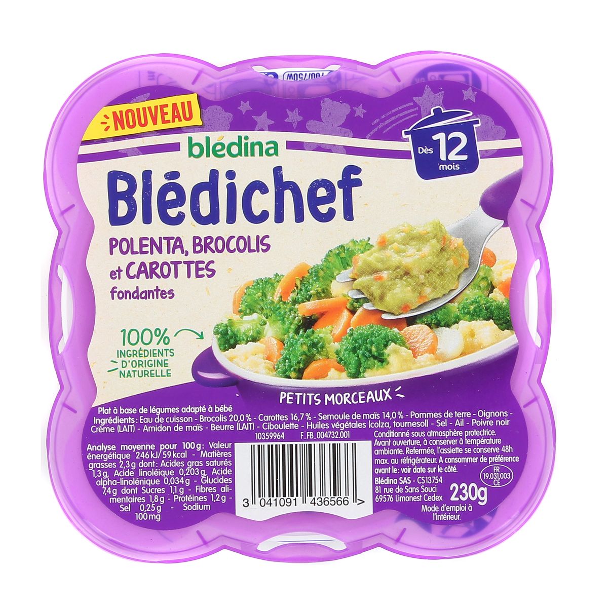 Achat Bledichef Polenta Brocolis Et Carottes Fondante Des 12 Mois 230g