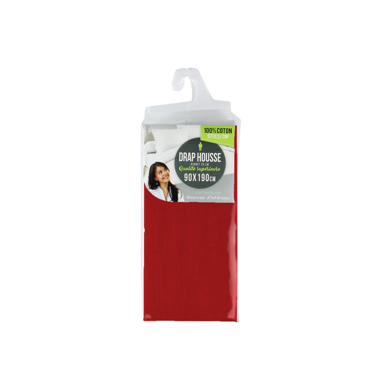 3574386406666 - Douceur D Interieur - Drap housse Rouge coquelicot