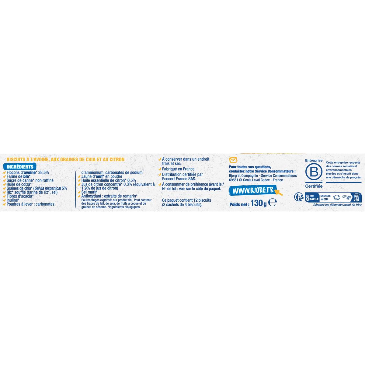 3229820797366 - Bjorg - Biscuit Avoine Citron Graine de Chia Bio Nutri+