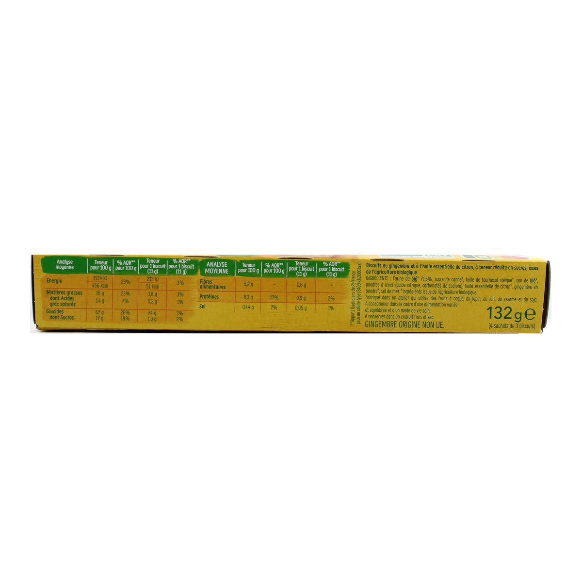 3175681257566 - Gerblé Bio - 12 Sablés citron Gingembre Bio -43% de sucres en moins