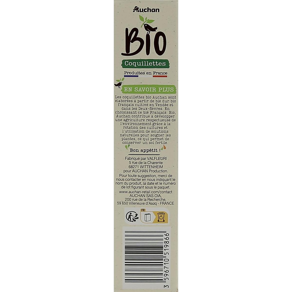 3596710519866 - Auchan BIO - Pâtes Coquillettes Bio