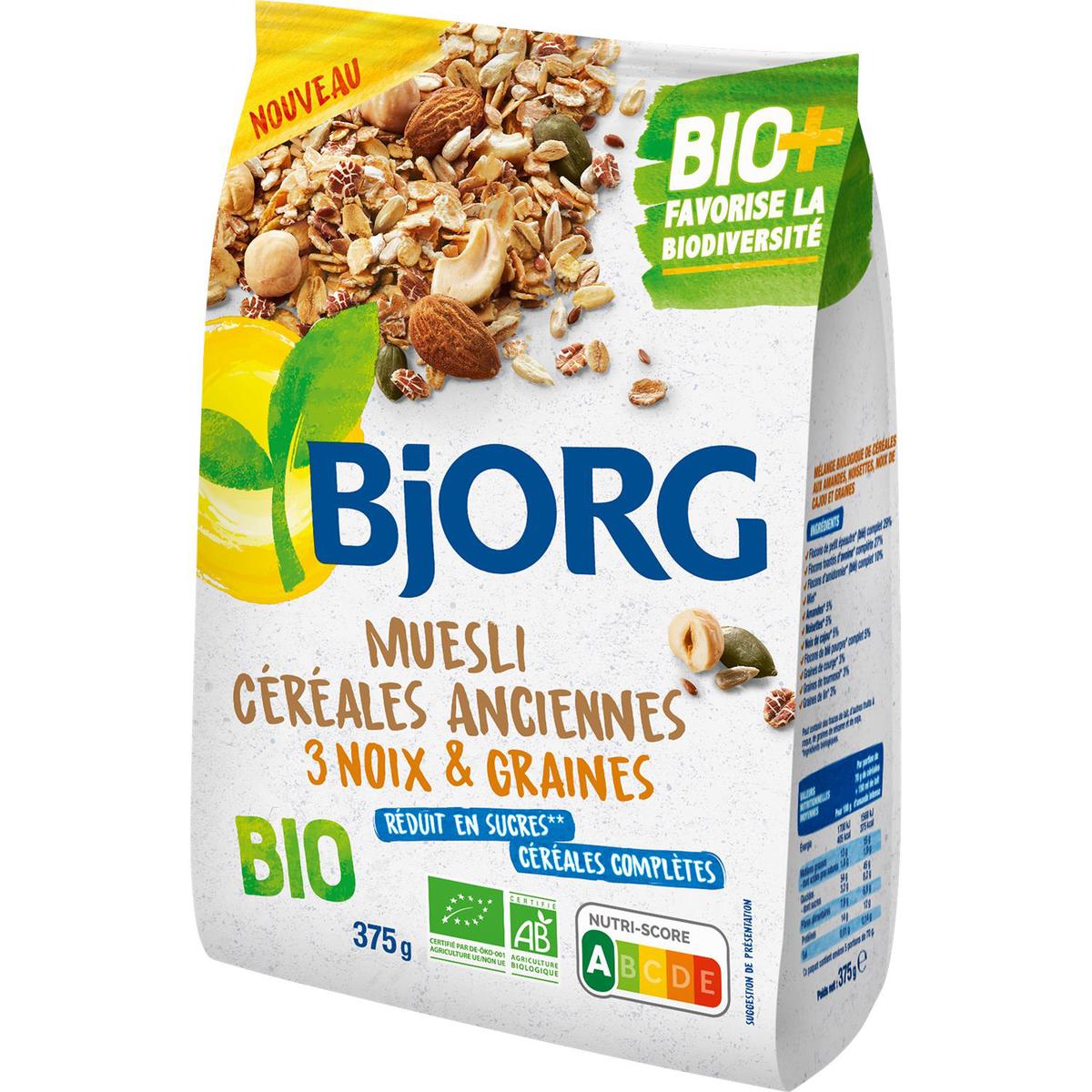 Promotion Bjorg Muesli Céréales à l'Ancienne 3 Noix et Graines Bio