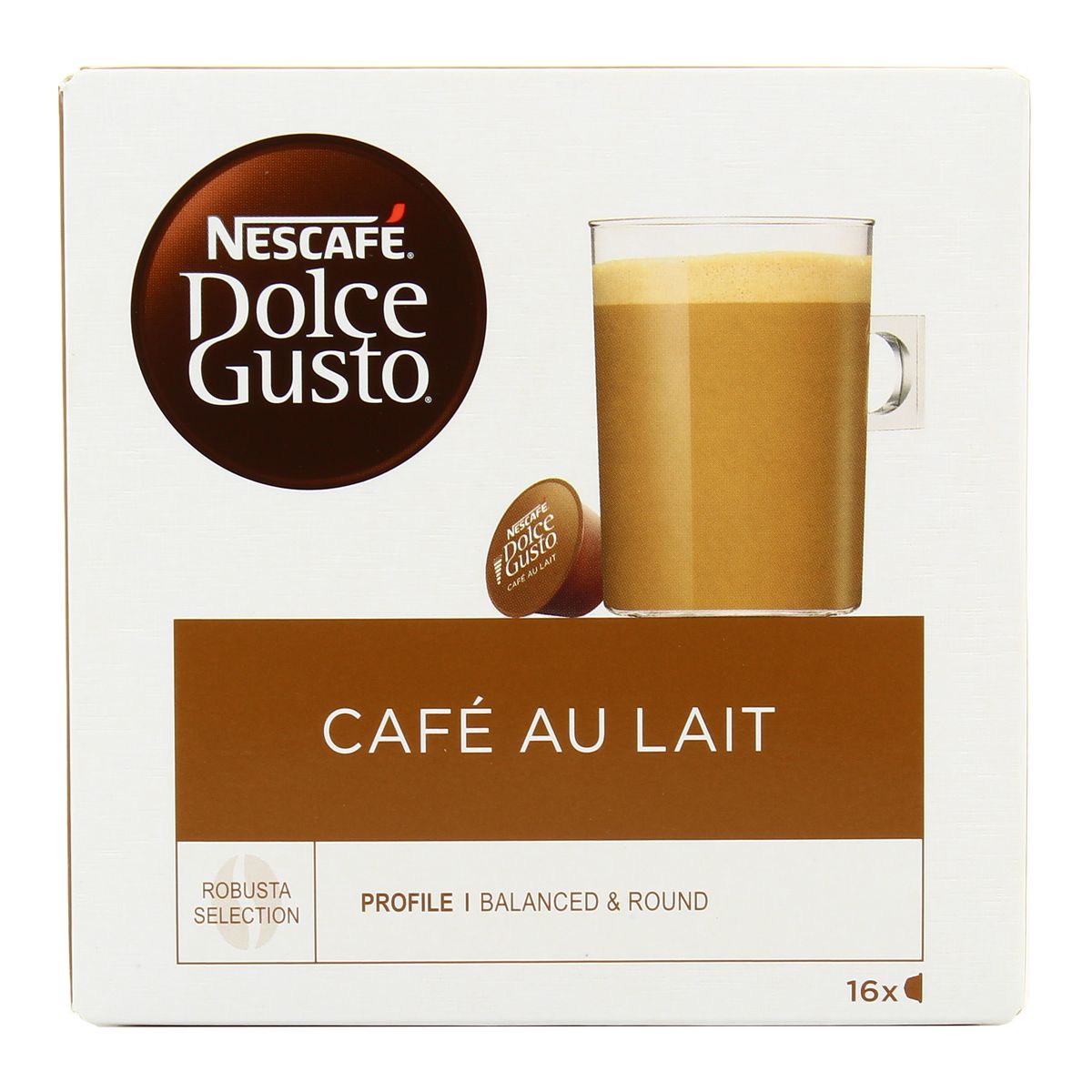 Nescafe Dolce Gusto Café torréfié moulu et lait entier en poudre avec sucre