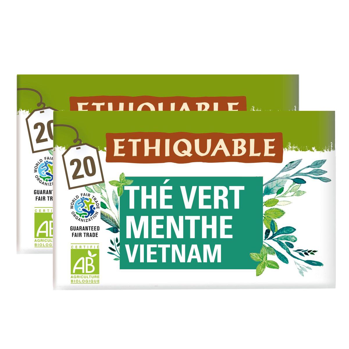 2050000405167 - Ethiquable - Commerce Equitable - Thé Vert Menthe Bio du Vietnam - 20 sachets