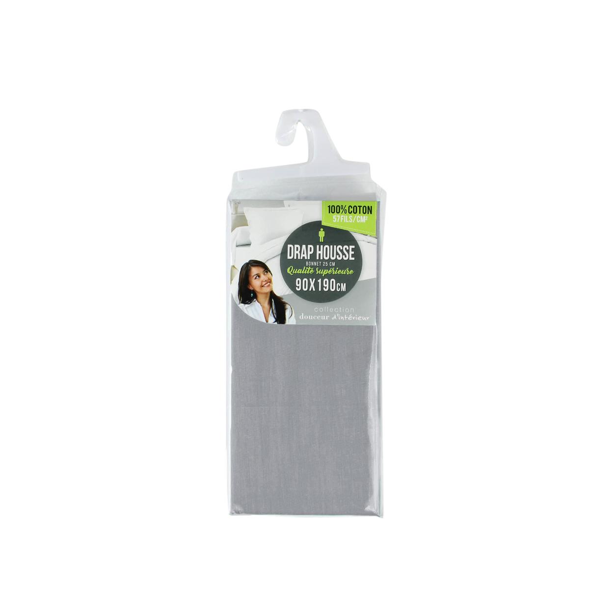 3574386426367 - Douceur D Interieur - Drap housse Gris galet